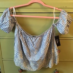 Eyelet off the shoulder top